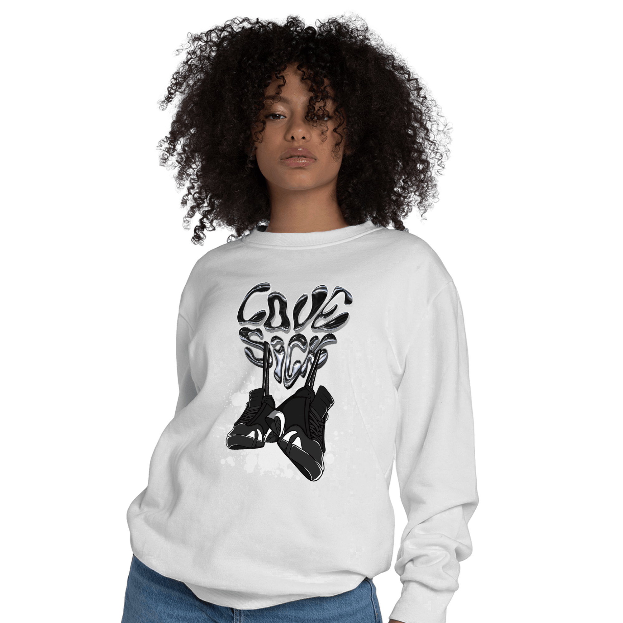 Black White 14s Sweatshirt Match Sneaker Love Sick - NastyJamz