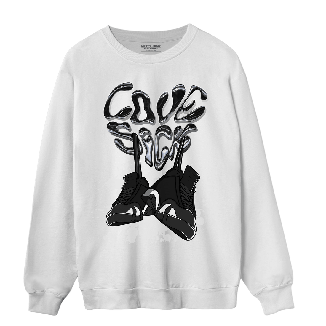 Black White 14s Sweatshirt Match Sneaker Love Sick - NastyJamz