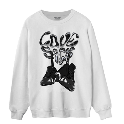 Black White 14s Sweatshirt Match Sneaker Love Sick - NastyJamz