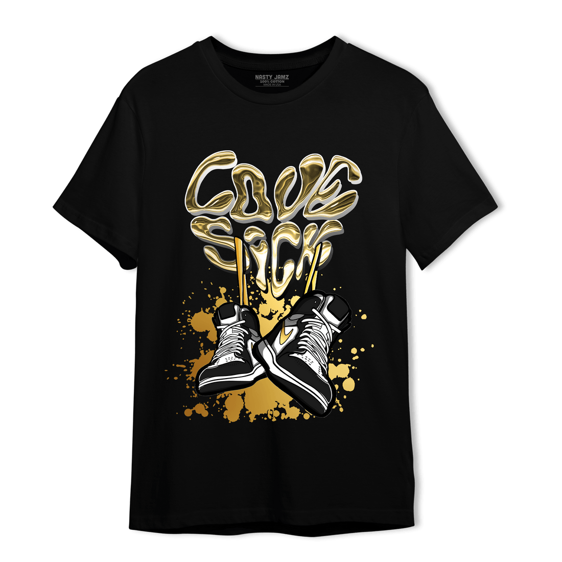 Mid SE Black Gold 1s T Shirt Match Sneaker Love Sick - NastyJamz