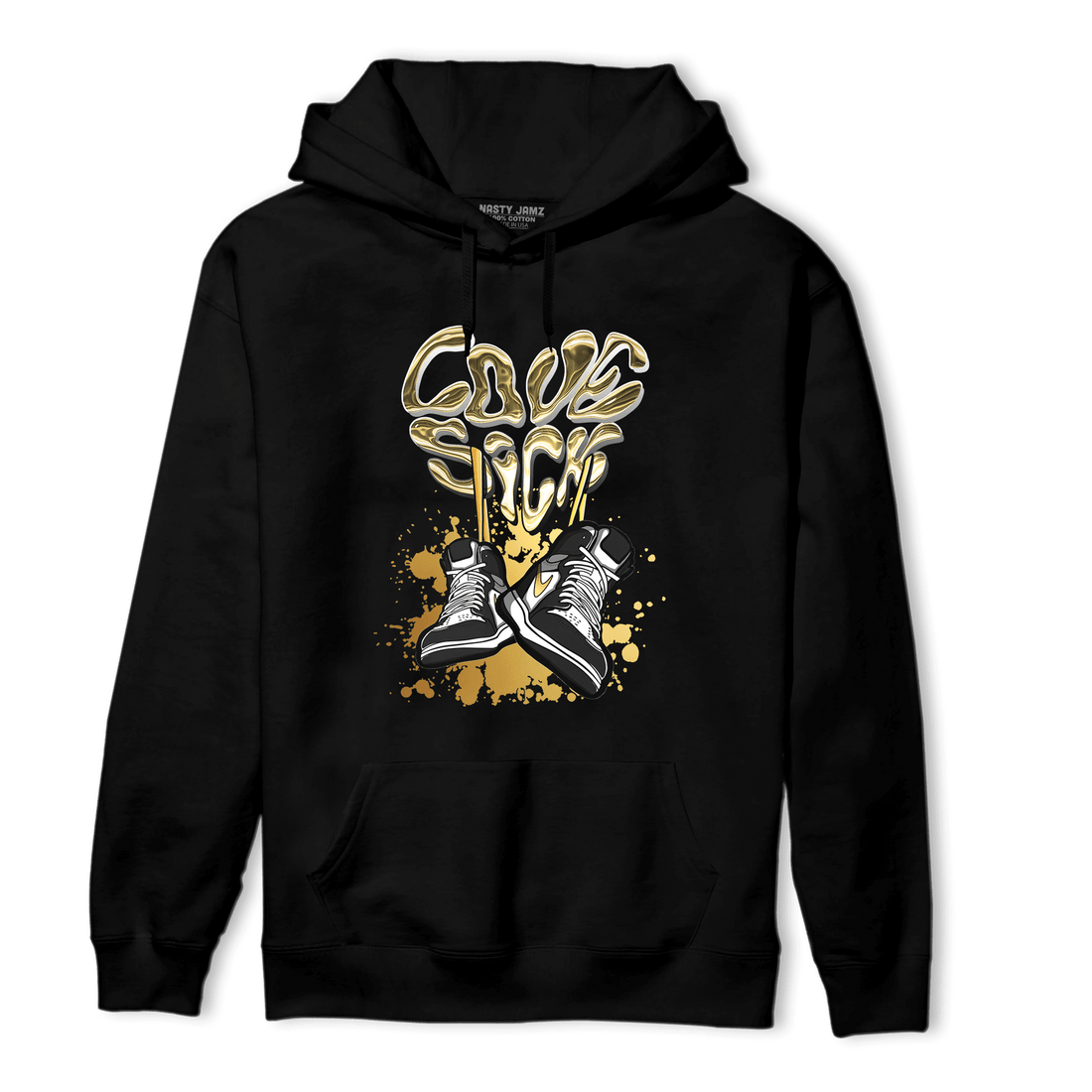 Mid SE Black Gold 1s Hoodie Match Sneaker Love Sick - NastyJamz