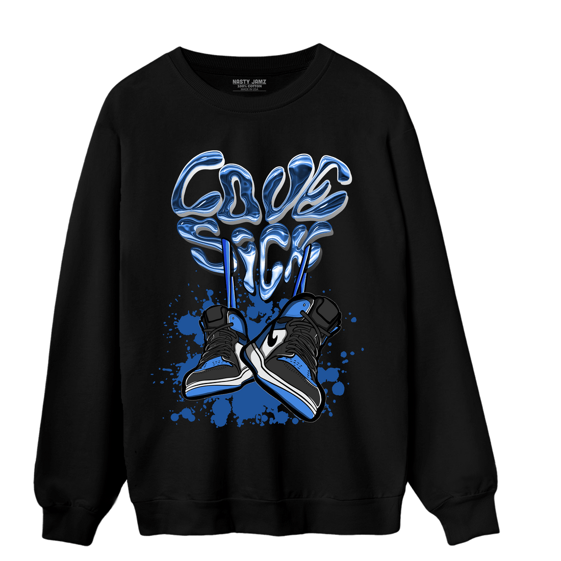 University Blue Toe 1s Sweatshirt Match Sneaker Love Sick - NastyJamz