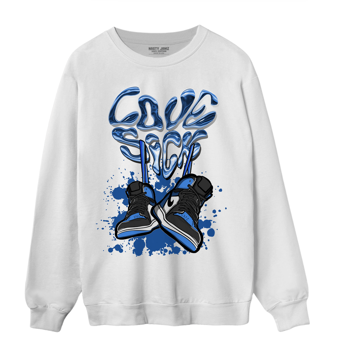University Blue Toe 1s Sweatshirt Match Sneaker Love Sick - NastyJamz