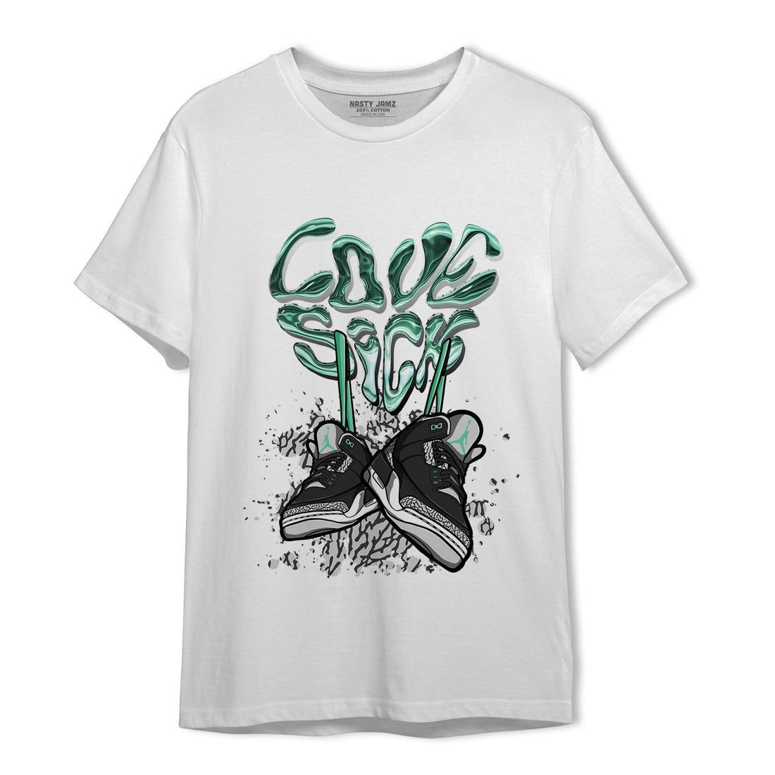 Green Glow 3s T Shirt Match Sneaker Love Sick - NastyJamz