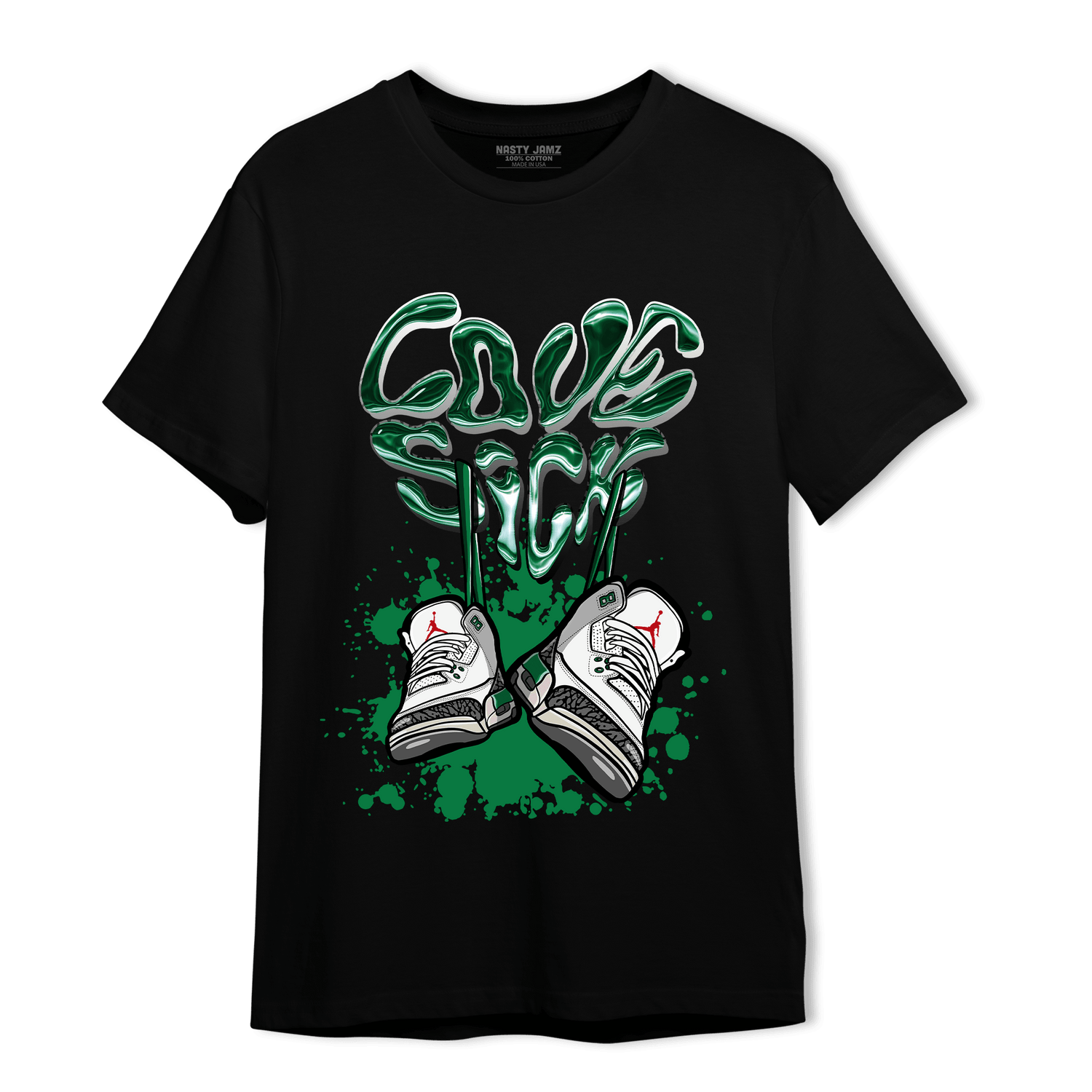 Lucky Green 3s T Shirt Match Sneaker Love Sick - NastyJamz