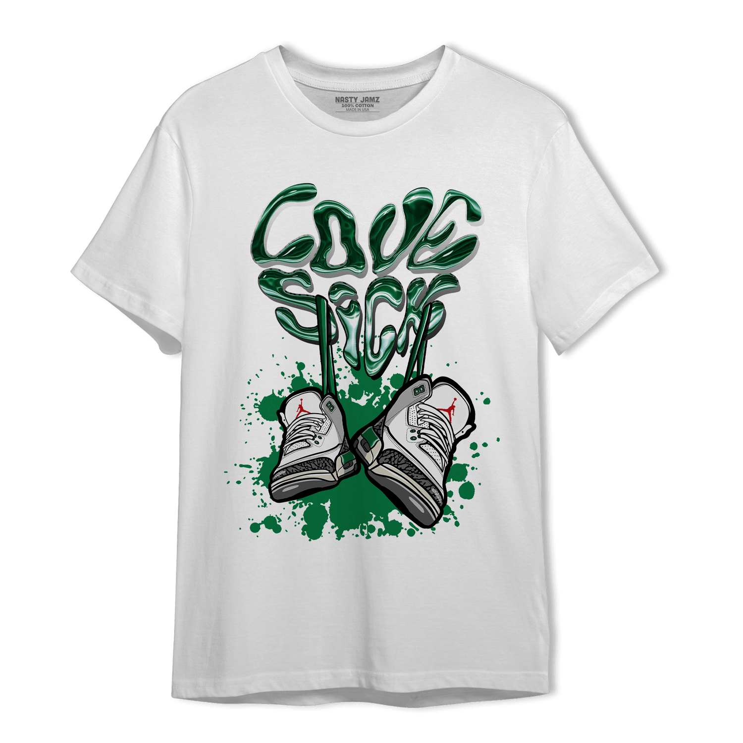 Lucky Green 3s T Shirt Match Sneaker Love Sick - NastyJamz