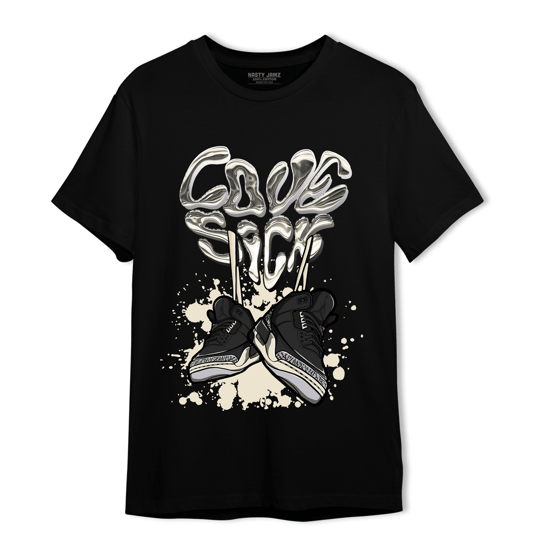 Off Noir 3s T Shirt Match Sneaker Love Sick - NastyJamz