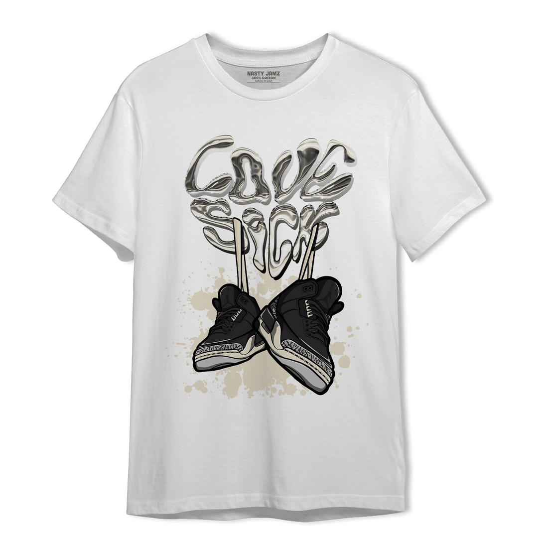 Off Noir 3s T Shirt Match Sneaker Love Sick - NastyJamz