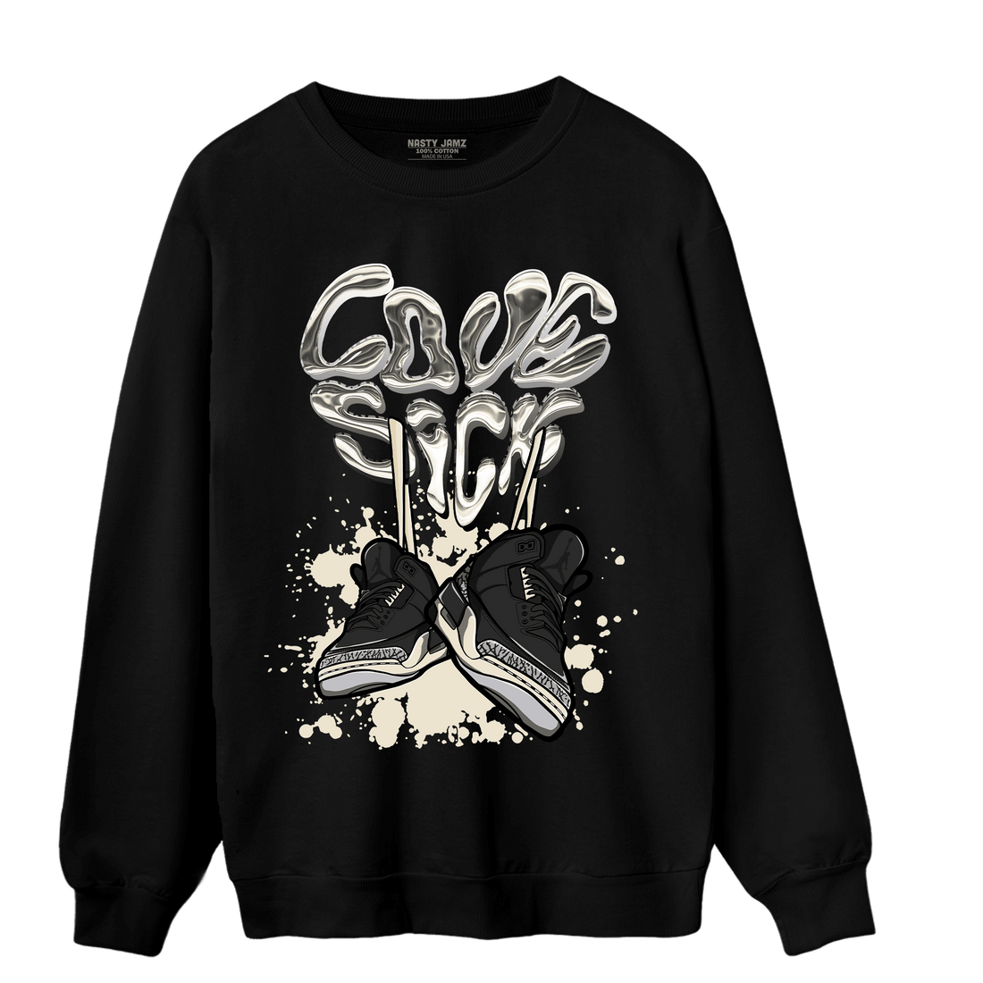Off Noir 3s Sweatshirt Match Sneaker Love Sick - NastyJamz