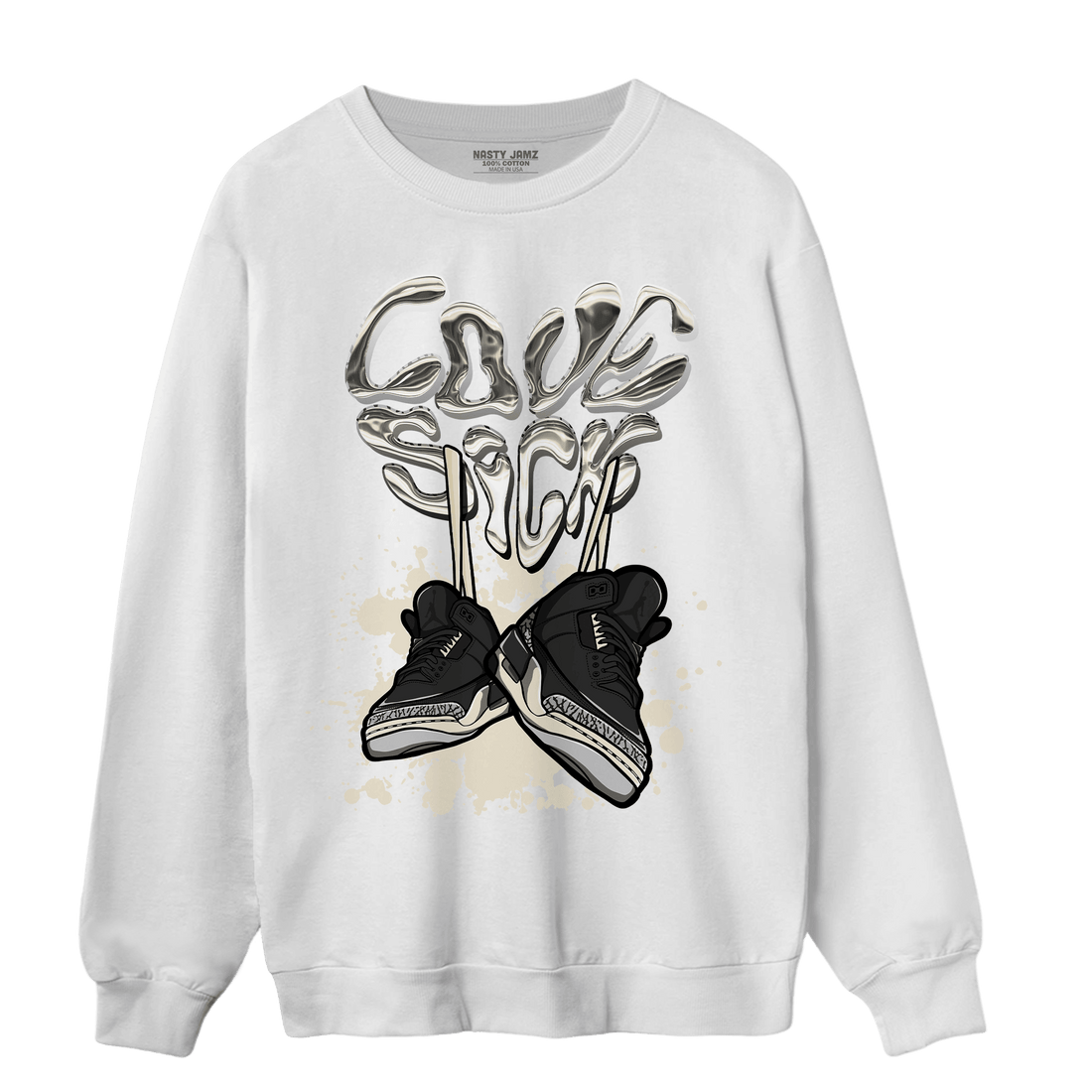 Off Noir 3s Sweatshirt Match Sneaker Love Sick - NastyJamz