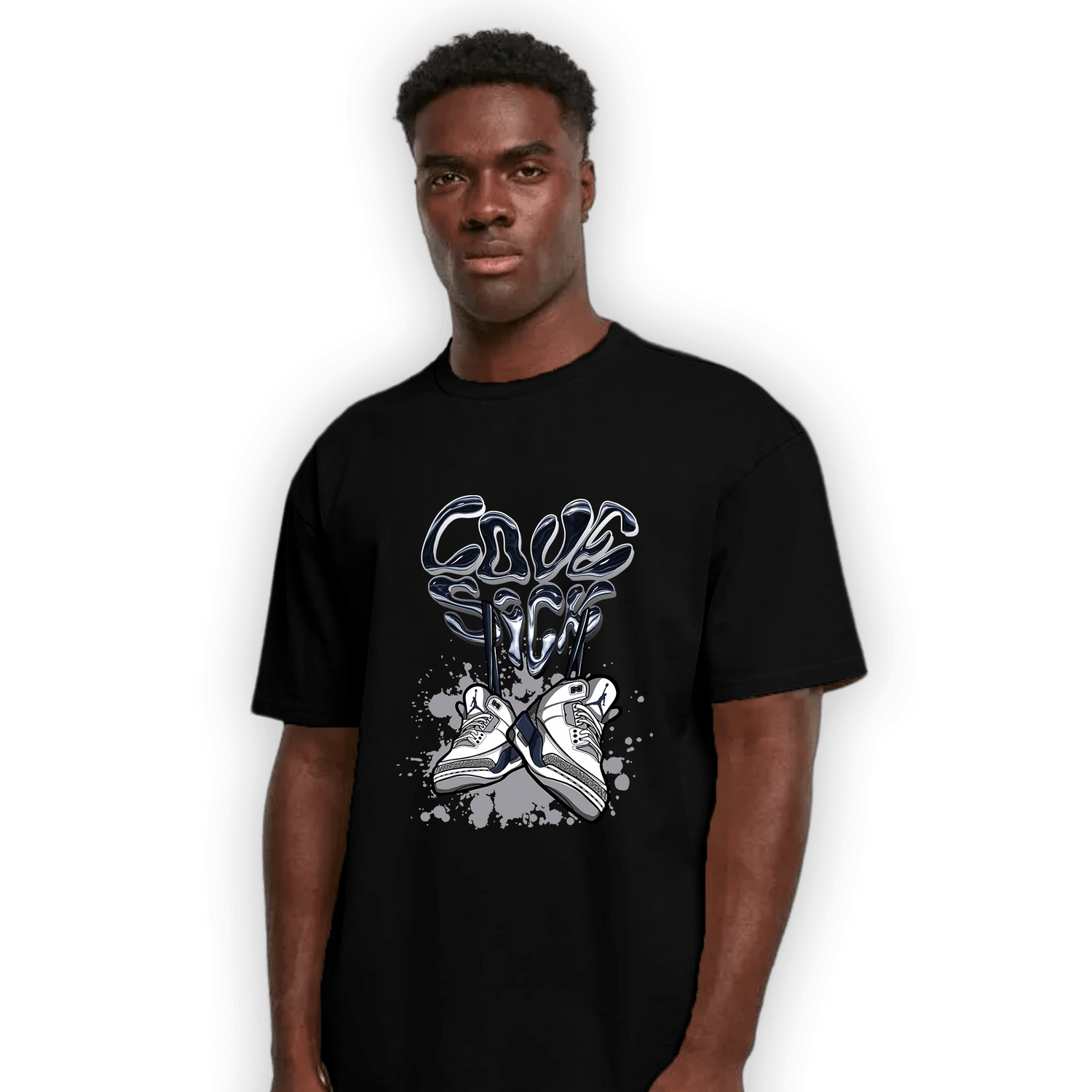 White Navy 3s T Shirt Match Sneaker Love Sick - NastyJamz