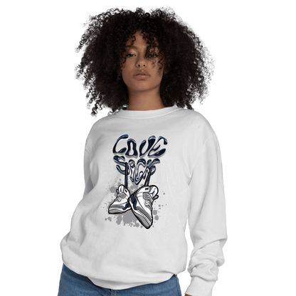 White Navy 3s Sweatshirt Match Sneaker Love Sick - NastyJamz