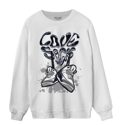 White Navy 3s Sweatshirt Match Sneaker Love Sick - NastyJamz