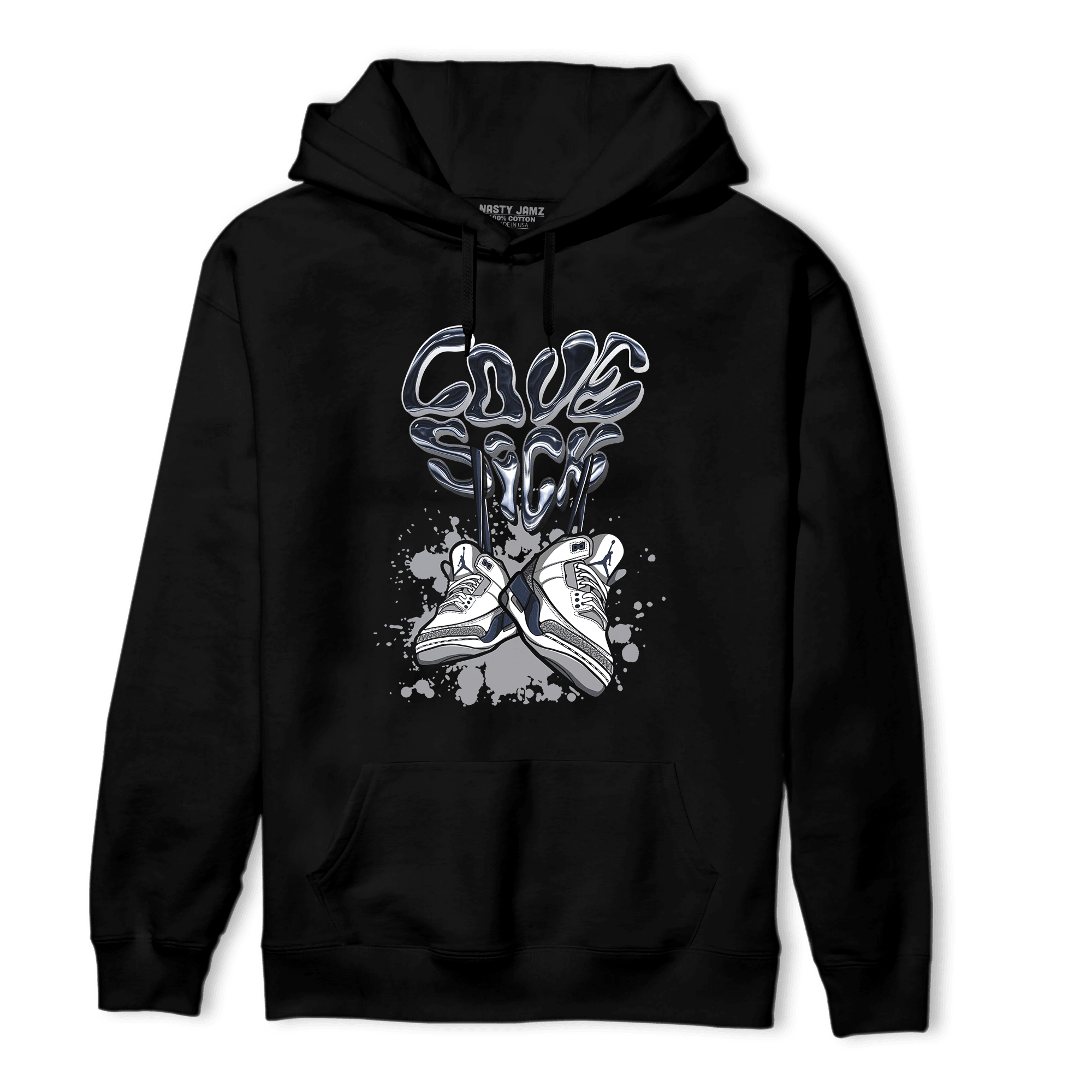White Navy 3s Hoodie Match Sneaker Love Sick - NastyJamz
