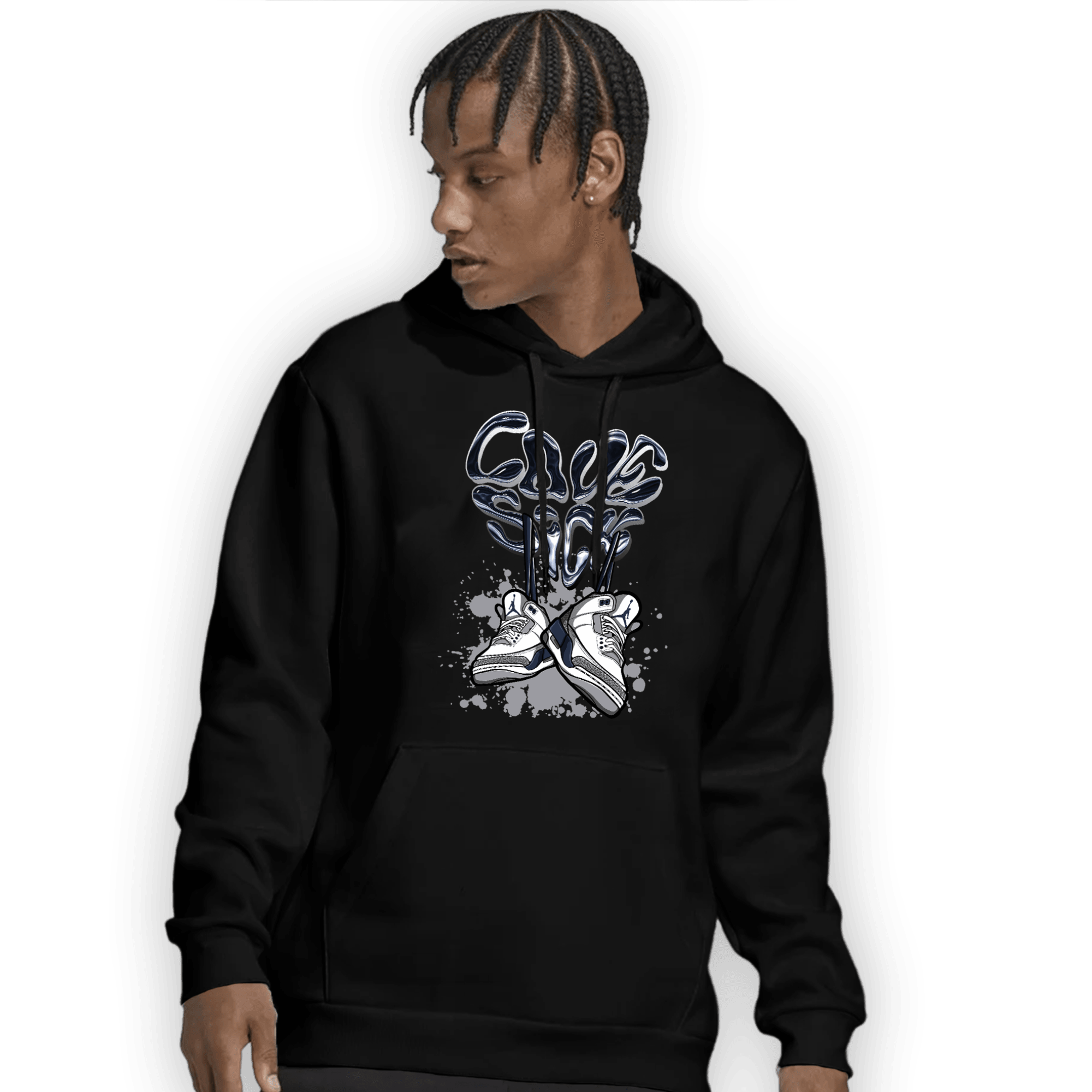 White Navy 3s Hoodie Match Sneaker Love Sick - NastyJamz