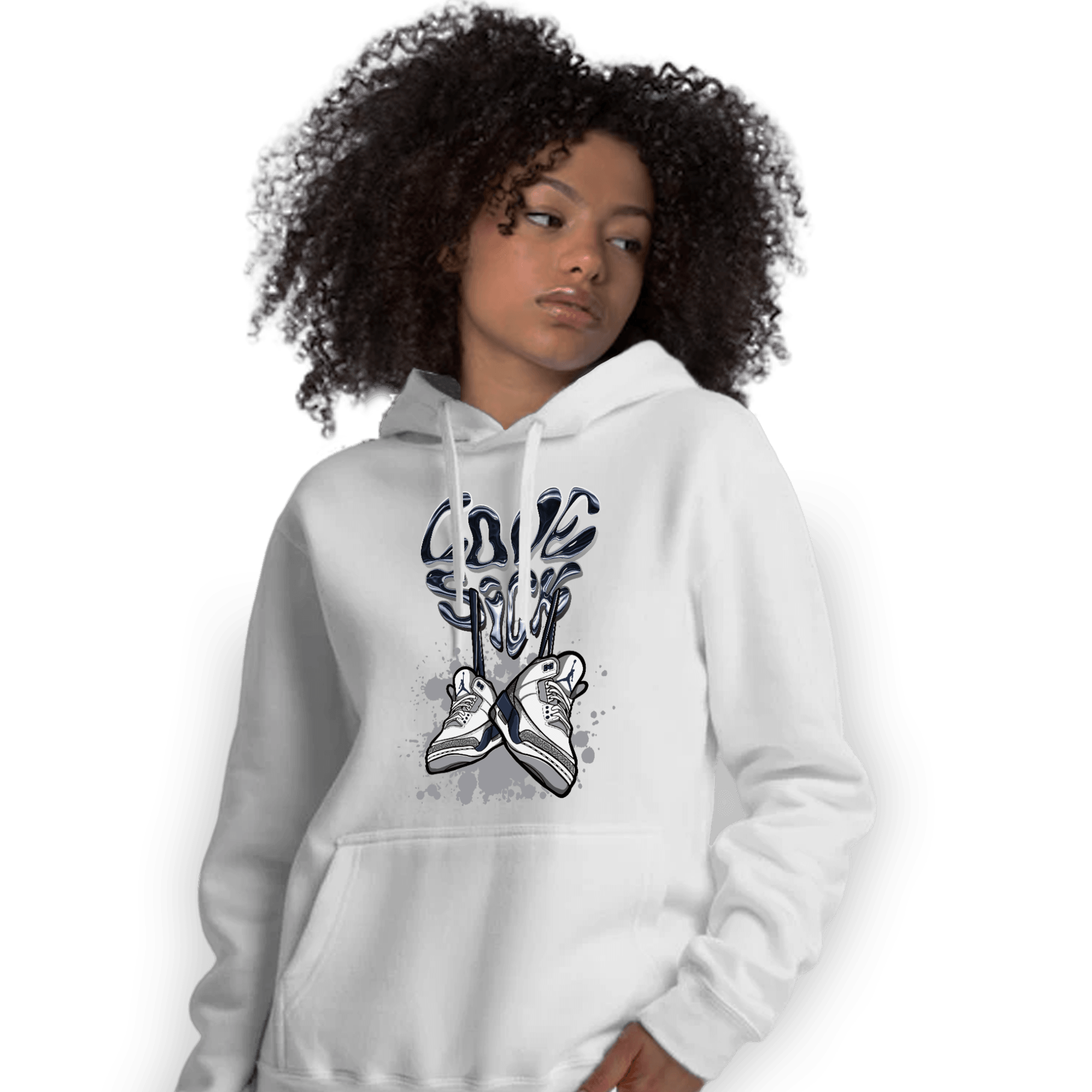White Navy 3s Hoodie Match Sneaker Love Sick - NastyJamz