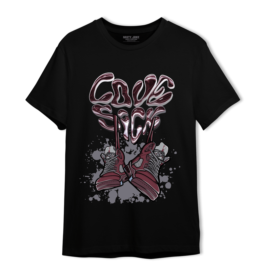 Burgundy 5s T Shirt Match Sneaker Love Sick - NastyJamz