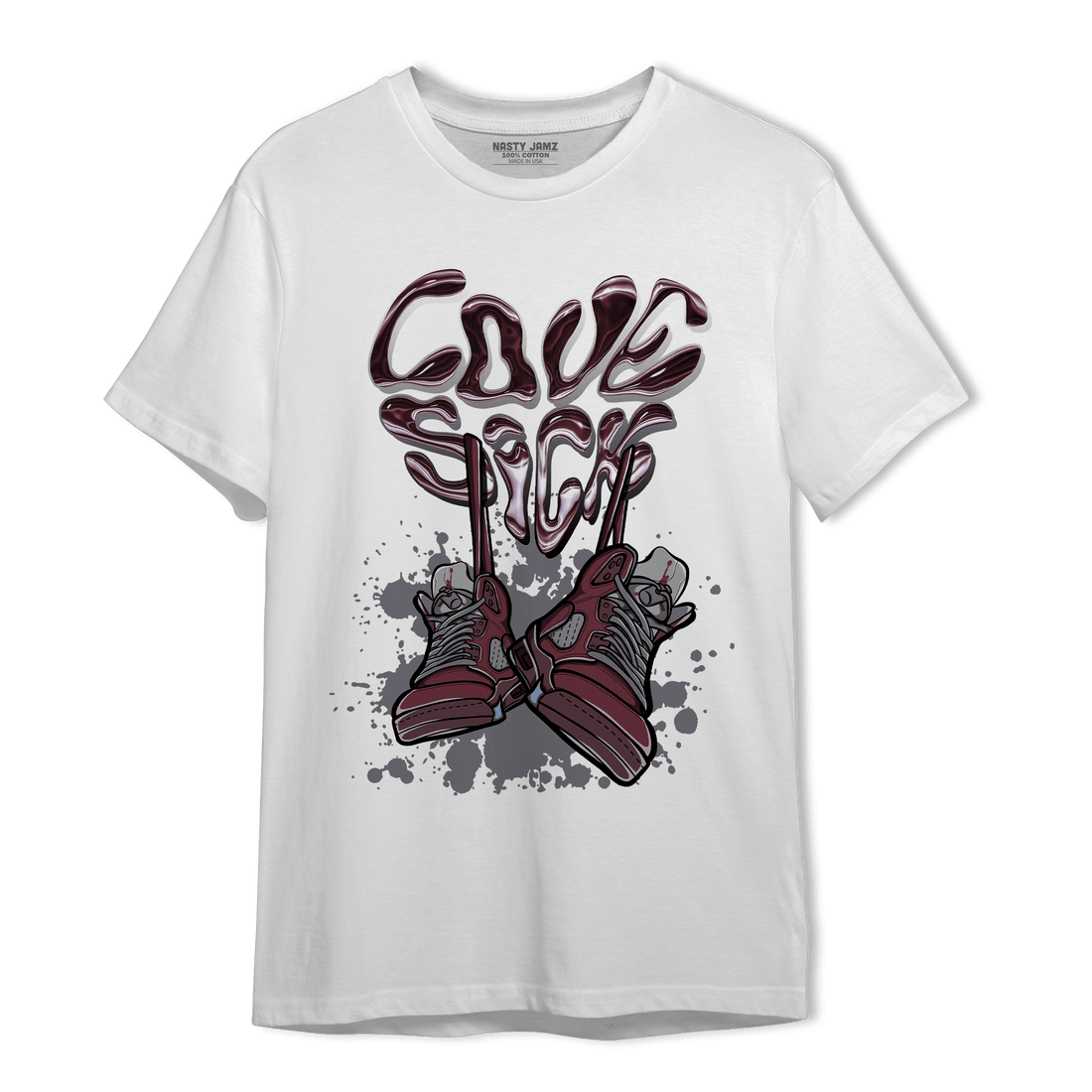 Burgundy 5s T Shirt Match Sneaker Love Sick - NastyJamz