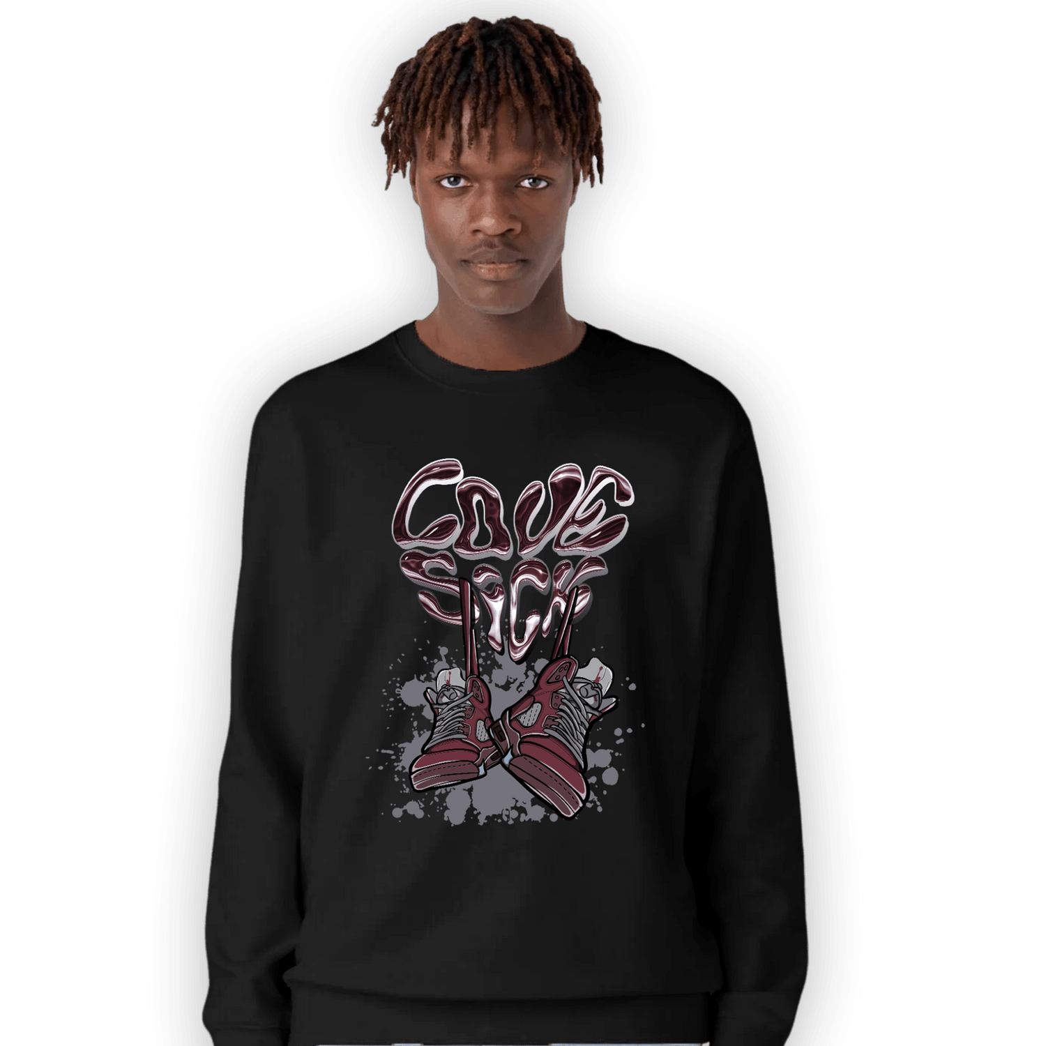 Burgundy 5s Sweatshirt Match Sneaker Love Sick - NastyJamz