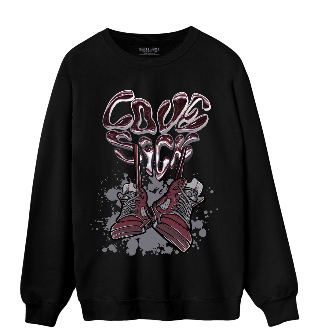 Burgundy 5s Sweatshirt Match Sneaker Love Sick - NastyJamz