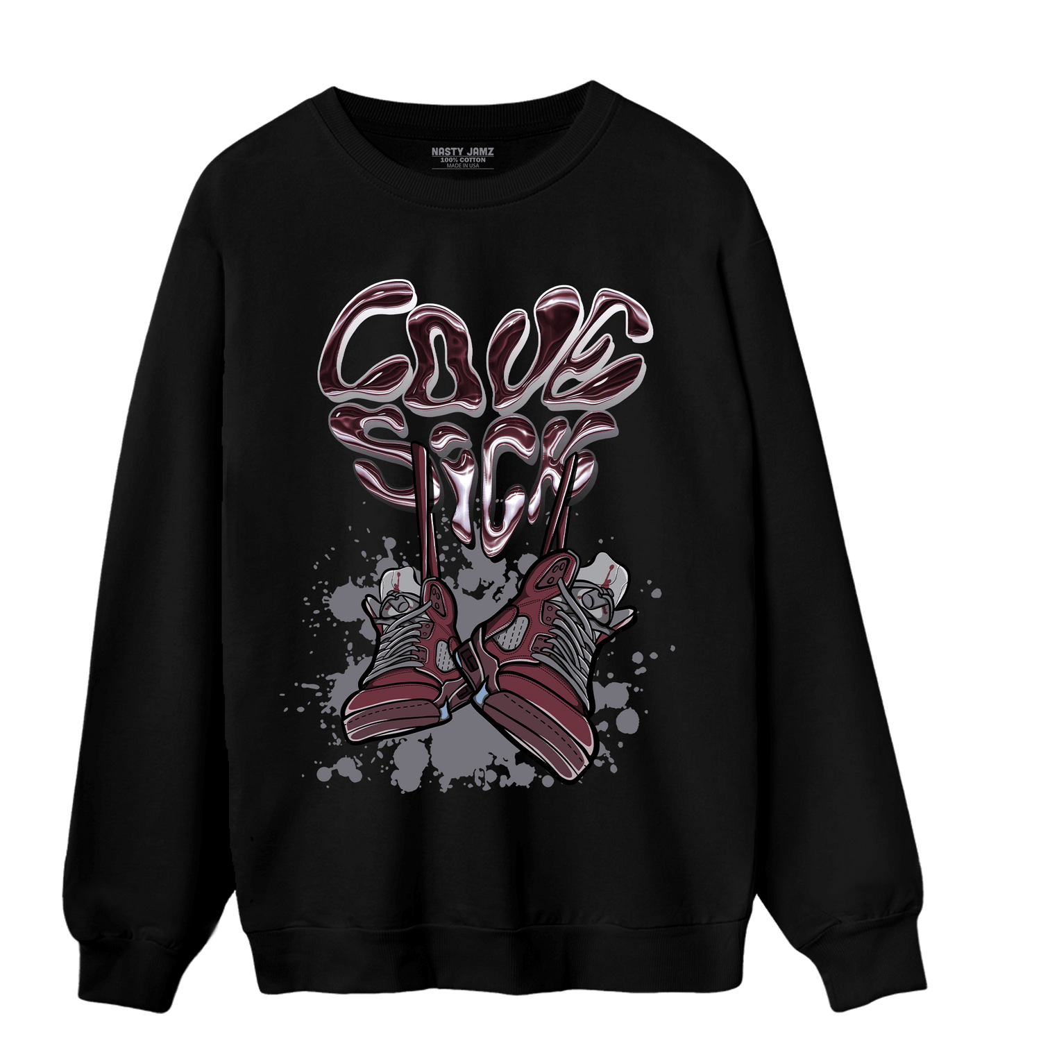 Burgundy 5s Sweatshirt Match Sneaker Love Sick - NastyJamz