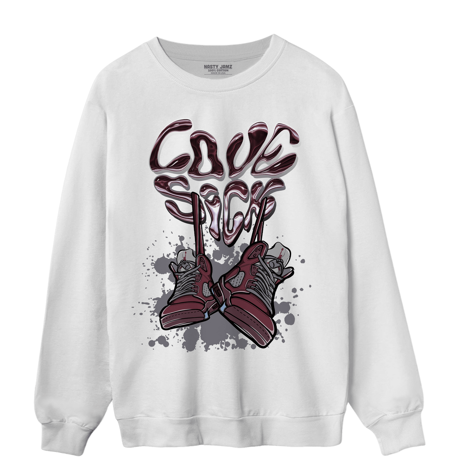 Burgundy 5s Sweatshirt Match Sneaker Love Sick - NastyJamz