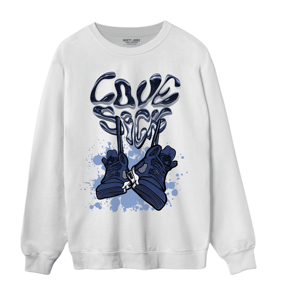Midnight Navy 5s Sweatshirt Match Sneaker Love Sick - NastyJamz