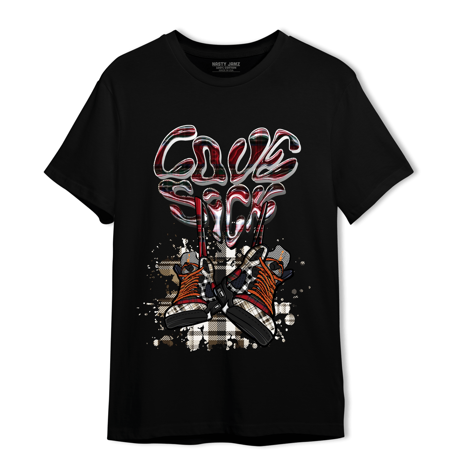 Plaid 5s T Shirt Match Sneaker Love Sick - NastyJamz