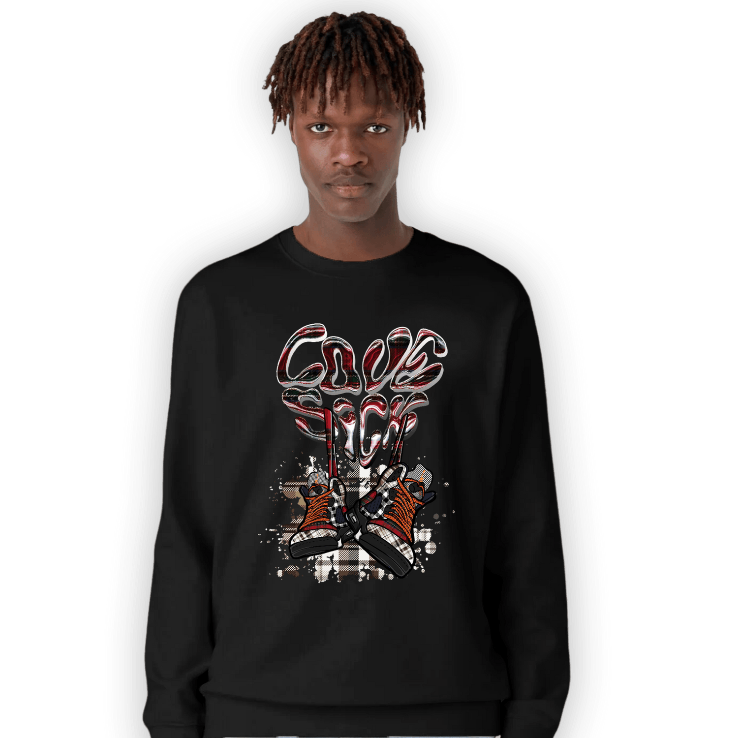 Plaid 5s Sweatshirt Match Sneaker Love Sick - NastyJamz