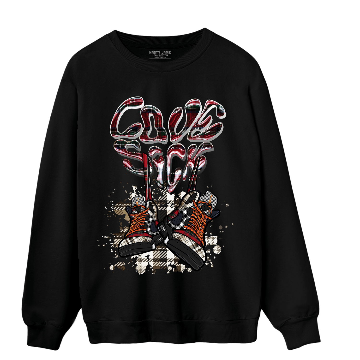 Plaid 5s Sweatshirt Match Sneaker Love Sick - NastyJamz