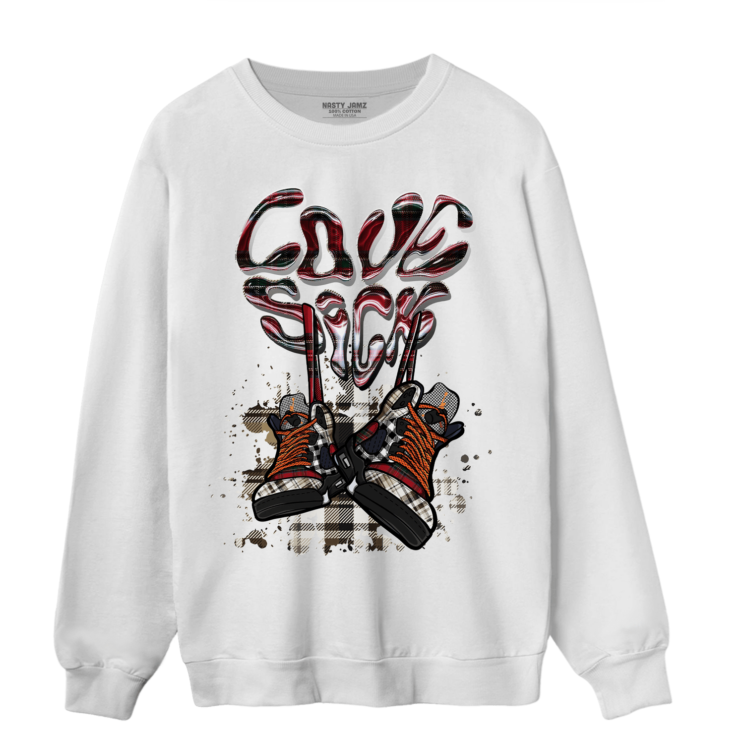 Plaid 5s Sweatshirt Match Sneaker Love Sick - NastyJamz