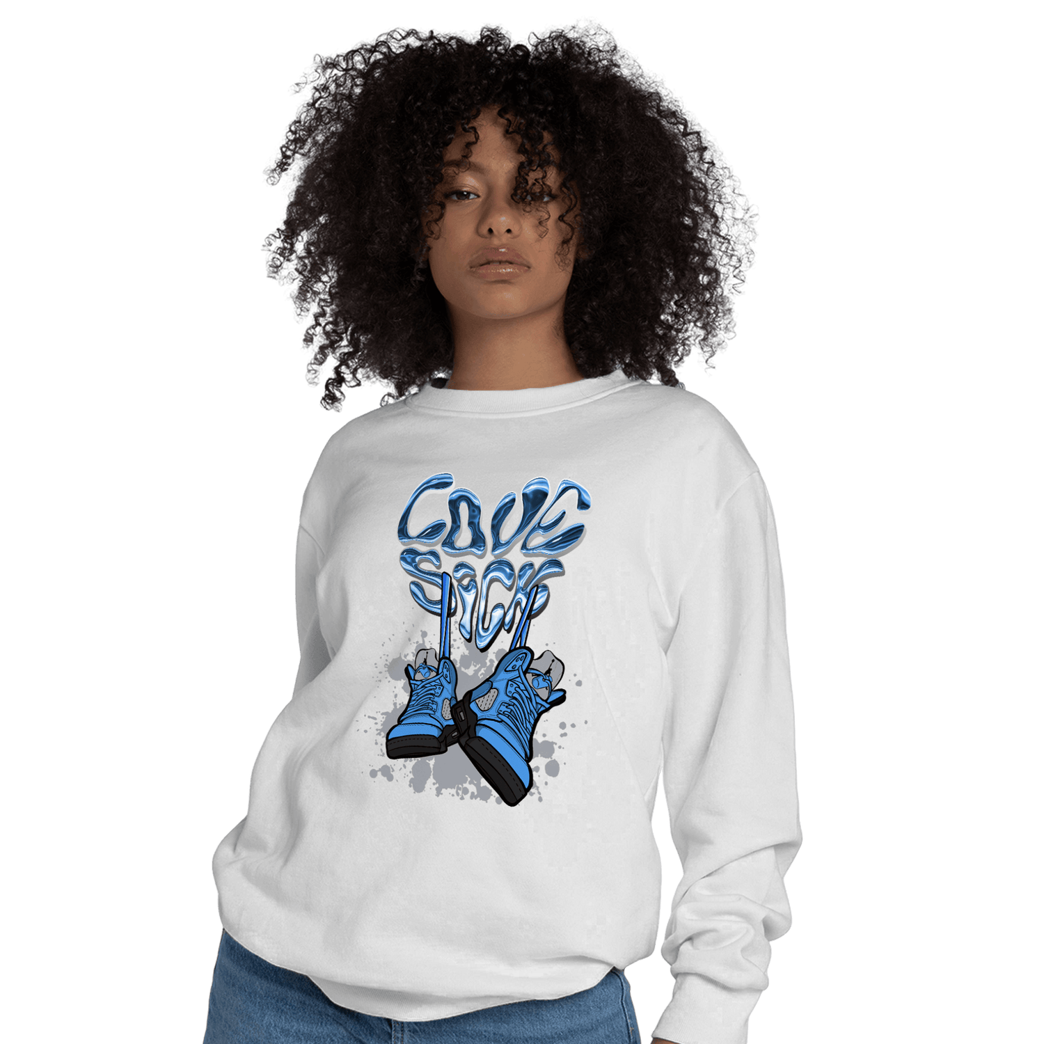 University Blue 5s Sweatshirt Match Sneaker Love Sick - NastyJamz