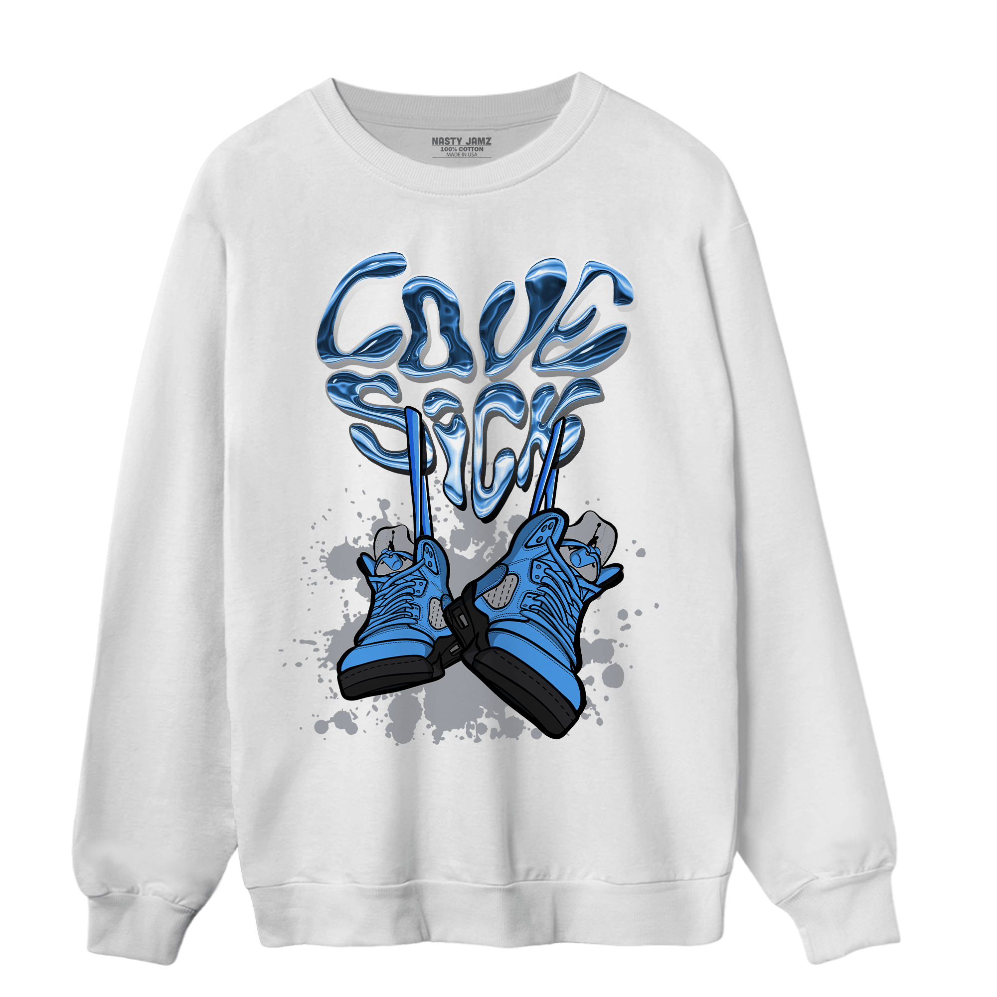 University Blue 5s Sweatshirt Match Sneaker Love Sick - NastyJamz