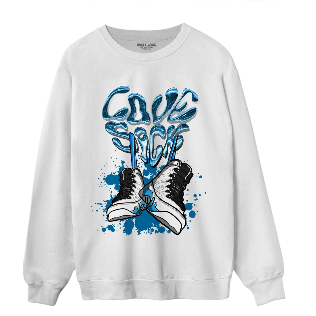 Powder Blue 9s Sweatshirt Match Sneaker Love Sick - NastyJamz