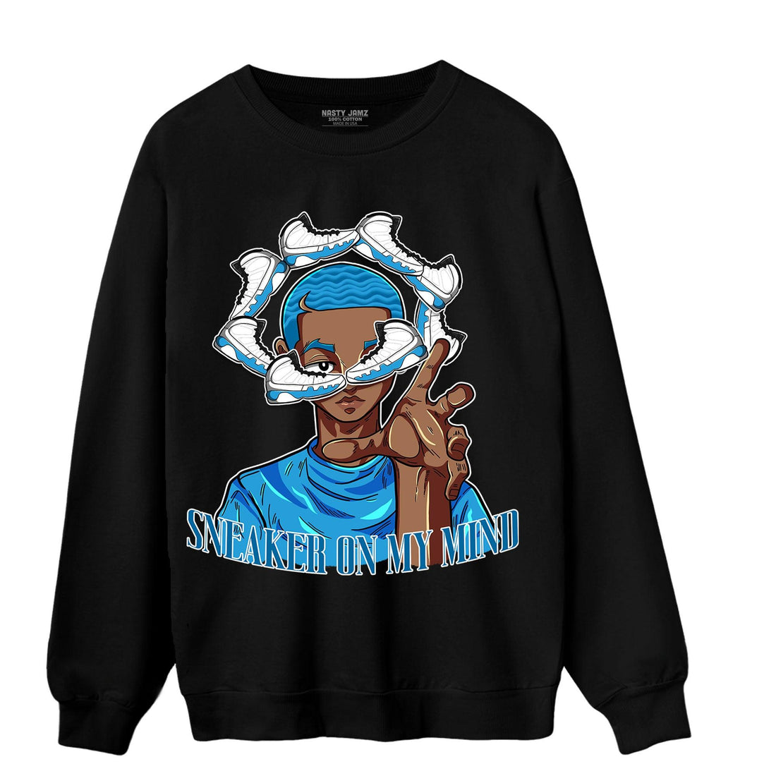Powder Blue 9s Sweatshirt Match Sneaker On My Mind - NastyJamz