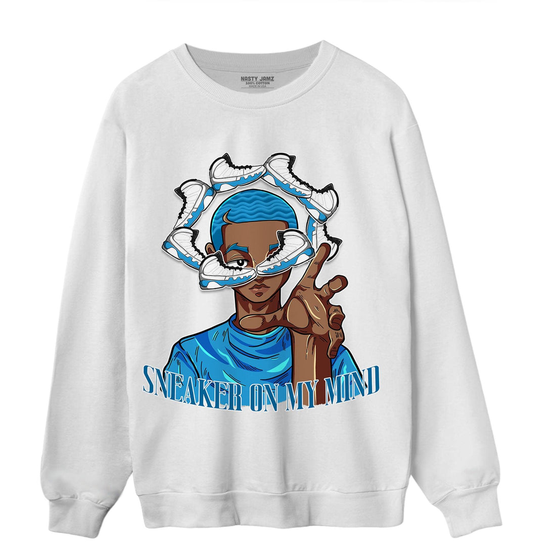 Powder Blue 9s Sweatshirt Match Sneaker On My Mind - NastyJamz