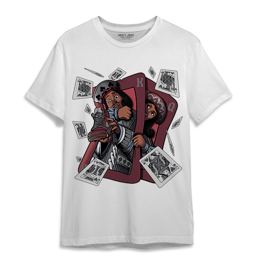 Burgundy 5s T Shirt Match Sneaker Playing Card - NastyJamz