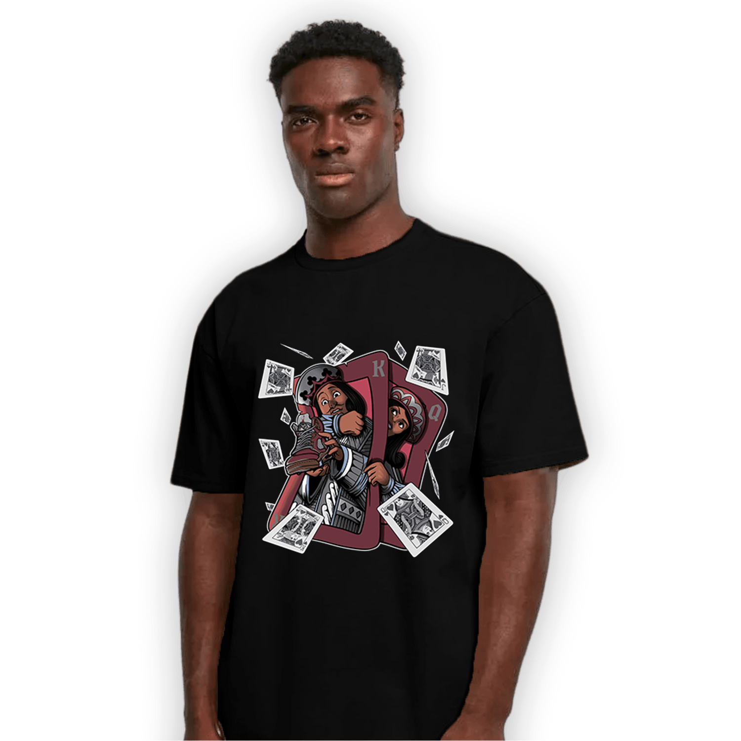 Burgundy 5s T Shirt Match Sneaker Playing Card - NastyJamz