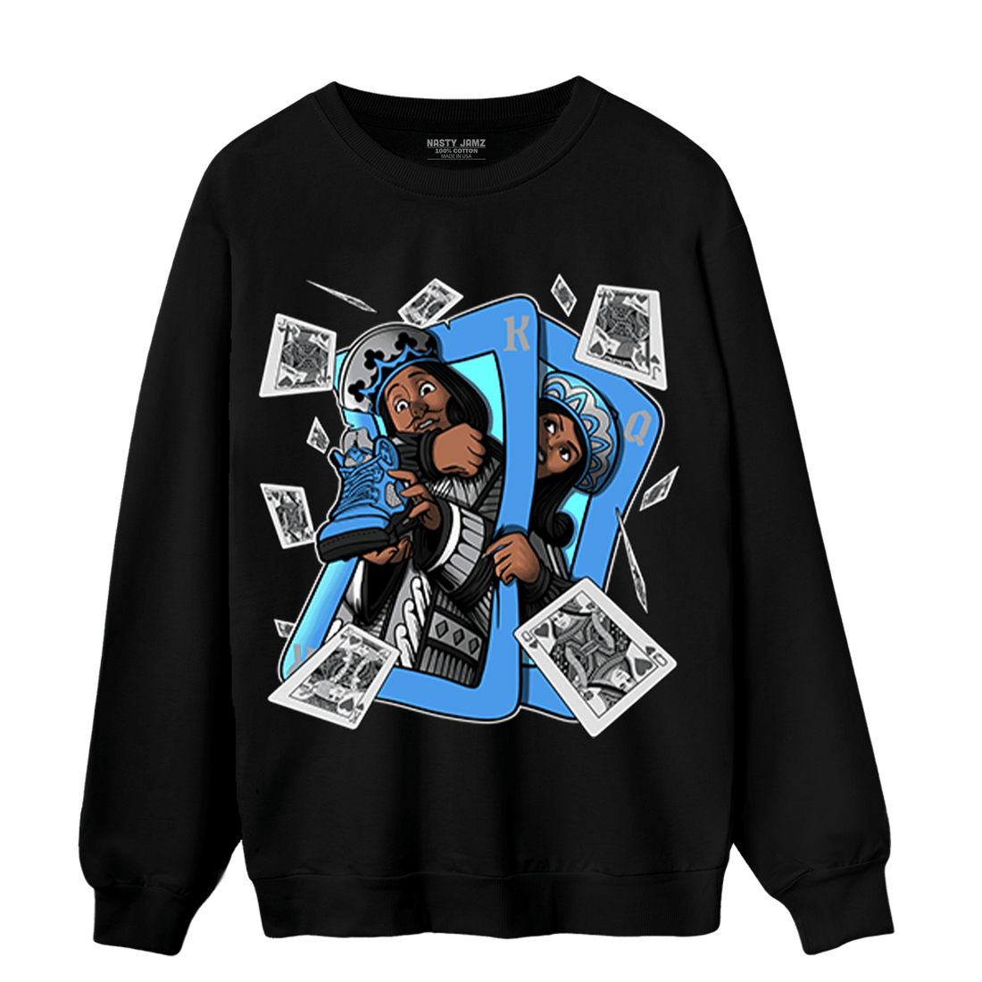 University Blue 5s Sweatshirt Match Sneaker Playing Card - NastyJamz
