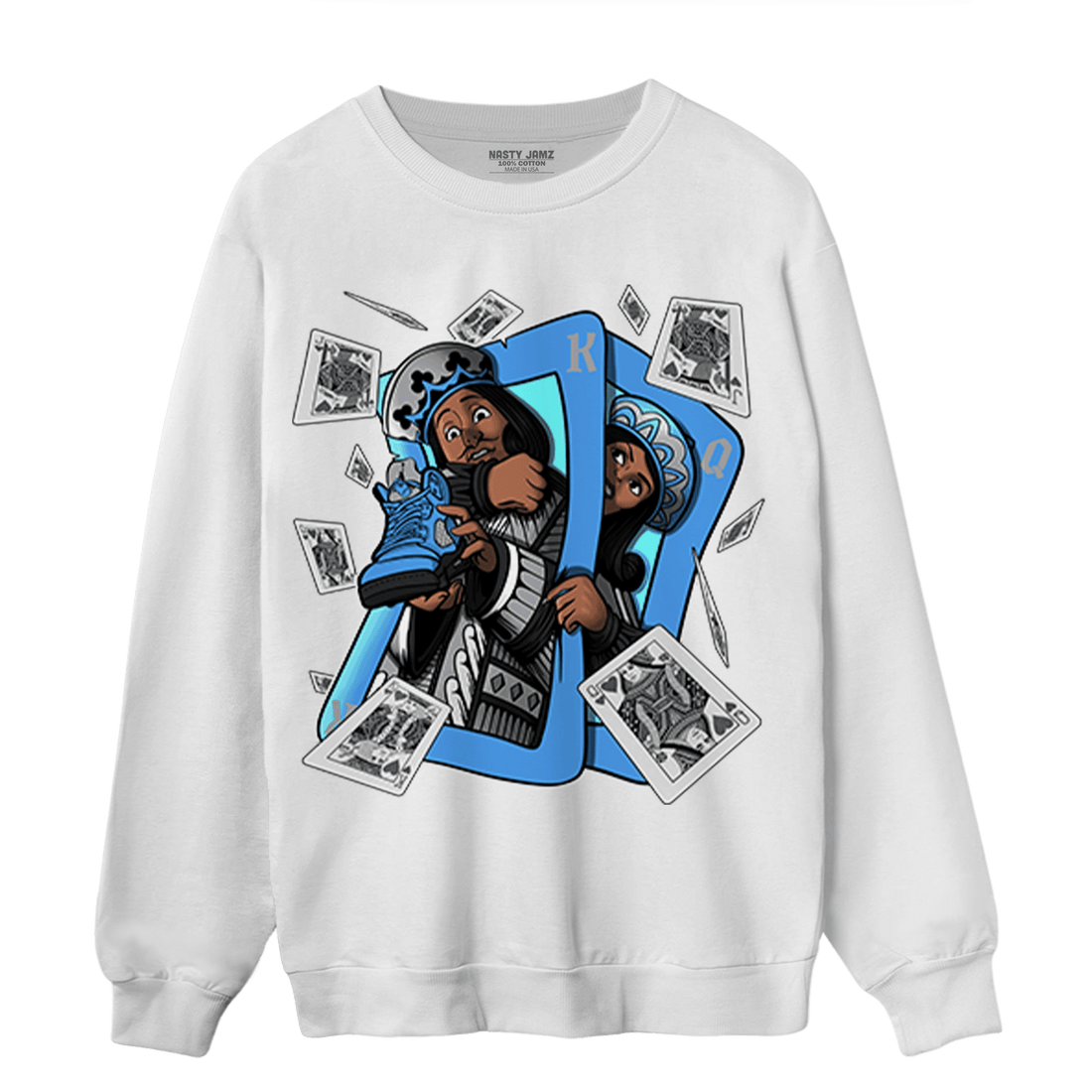 University Blue 5s Sweatshirt Match Sneaker Playing Card - NastyJamz