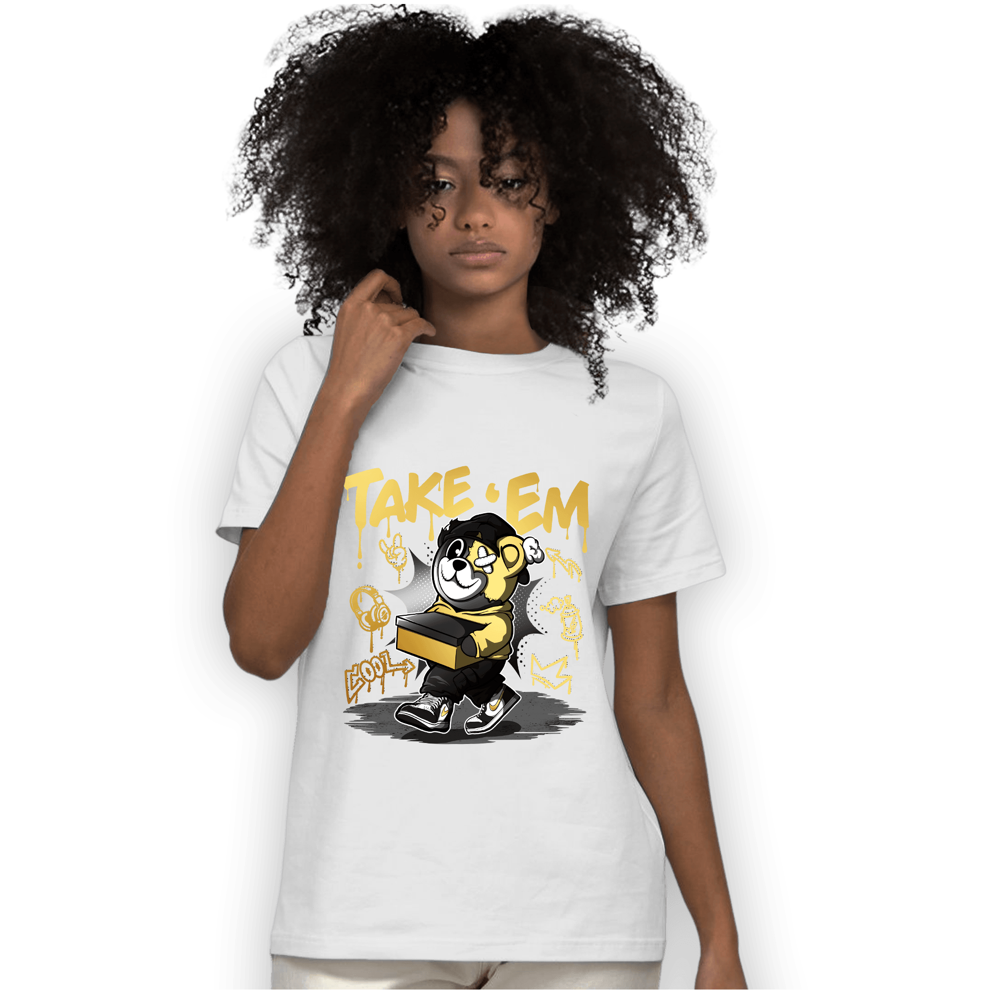 Mid SE Black Gold 1s T Shirt Match Take &