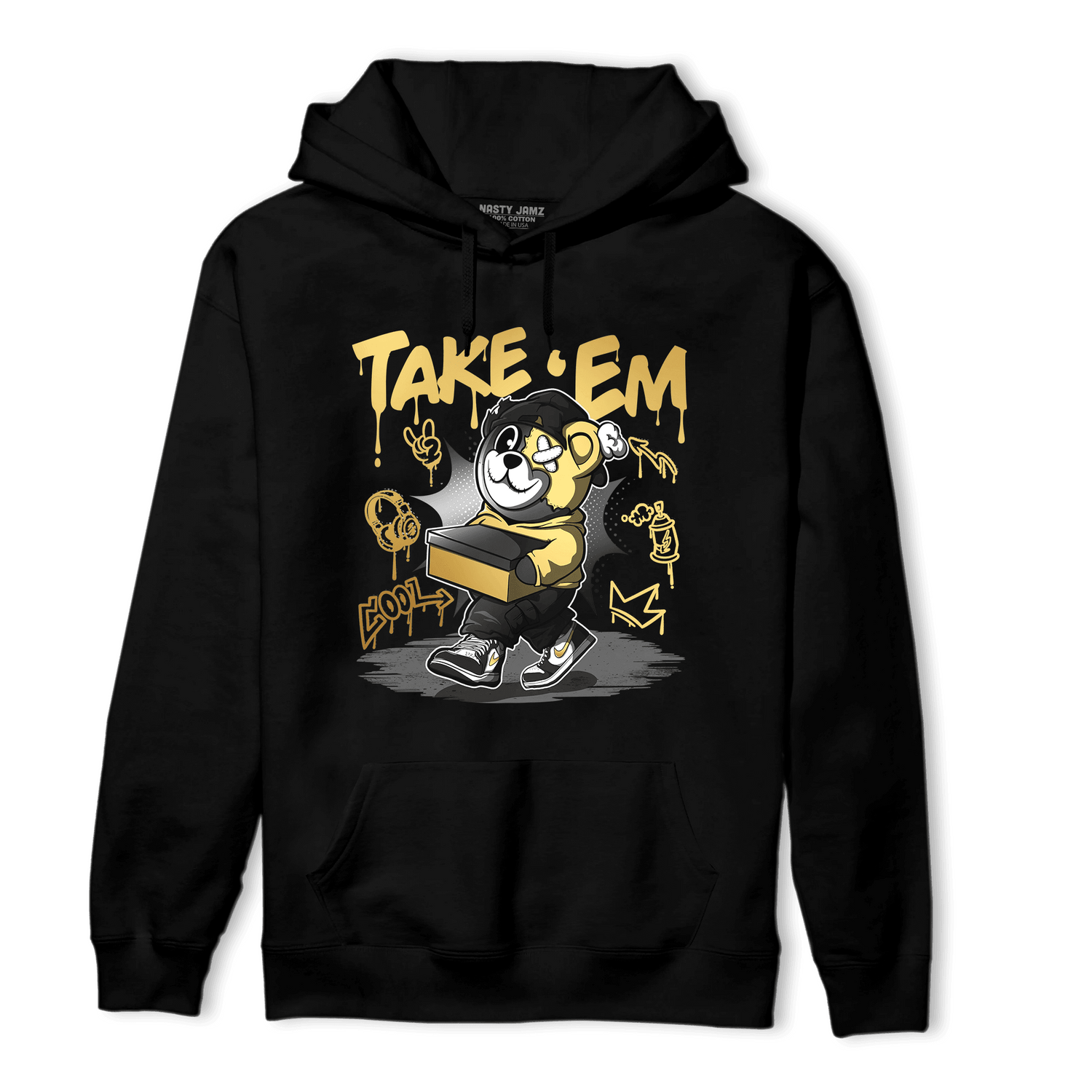 Mid SE Black Gold 1s Hoodie Match Take &