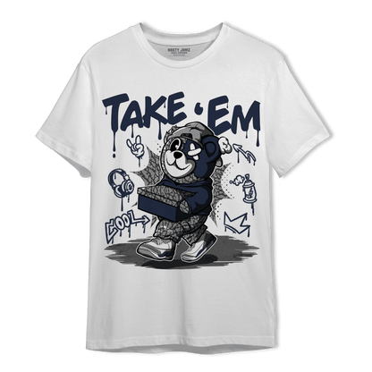 White Navy 3s T Shirt Match Take &