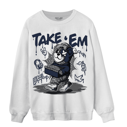 White Navy 3s Sweatshirt Match Take &