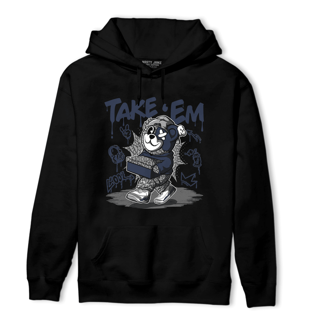 White Navy 3s Hoodie Match Take &