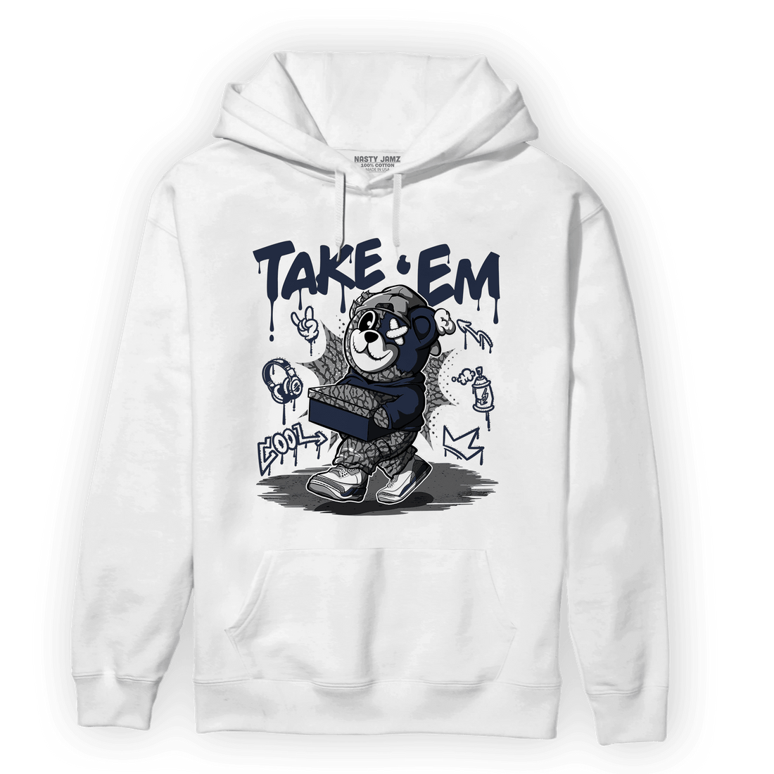 White Navy 3s Hoodie Match Take &