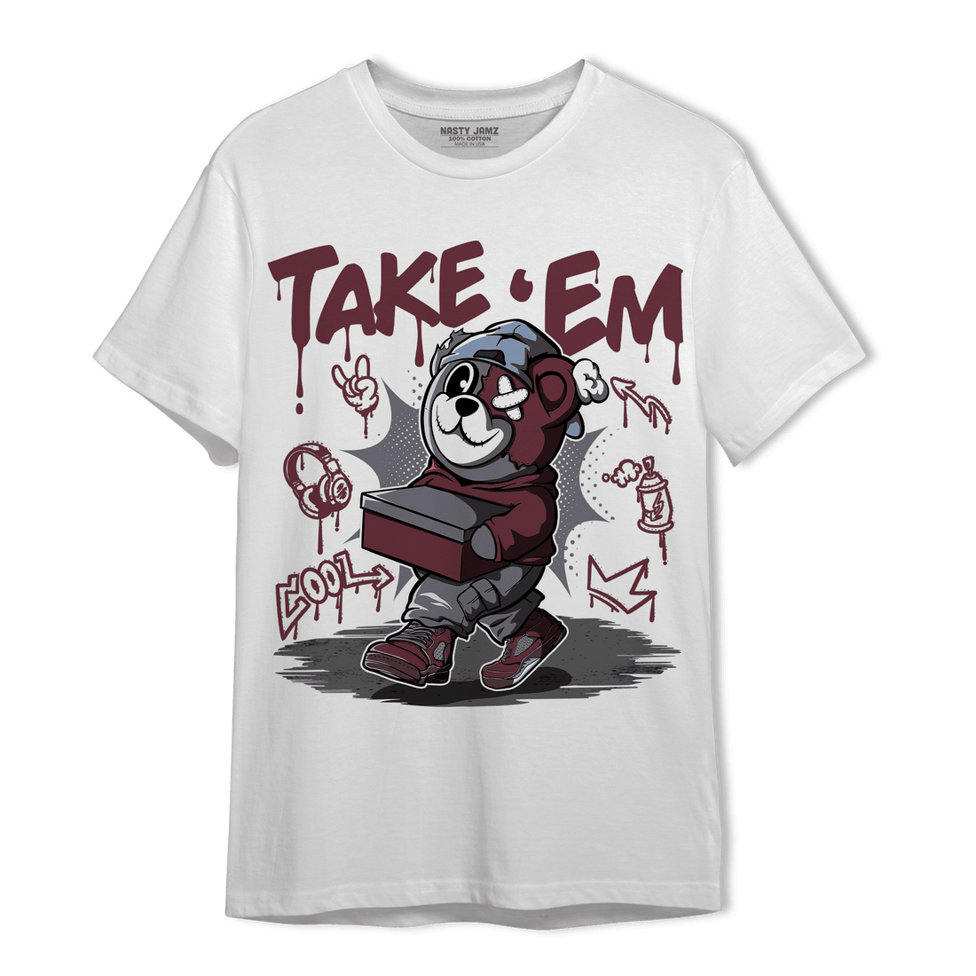 Burgundy 5s T Shirt Match Take &