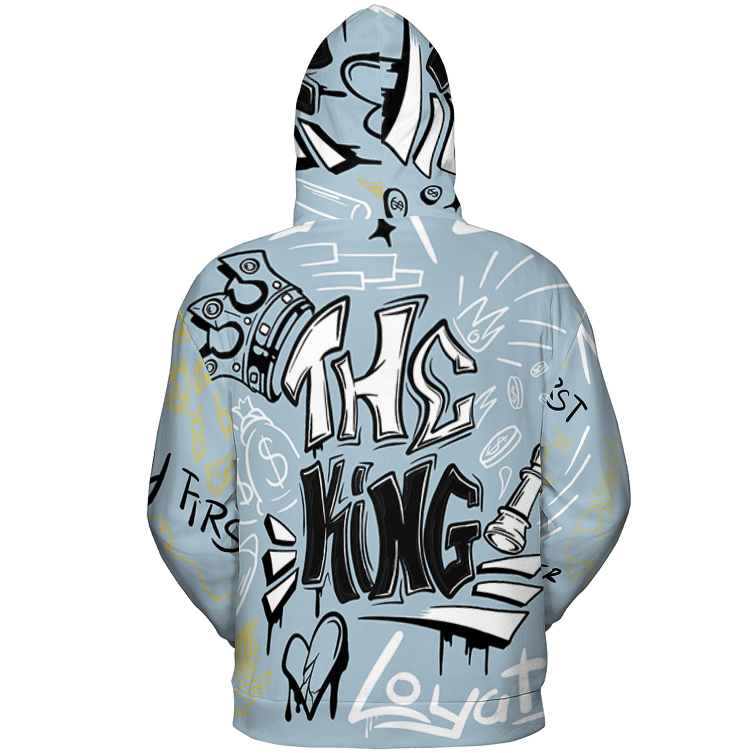 Blue Grey 13s Hoodie Match The King 3D All-Over Print Graffiti - NastyJamz