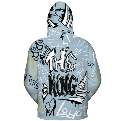 Blue Grey 13s Hoodie Match The King 3D All-Over Print Graffiti - NastyJamz