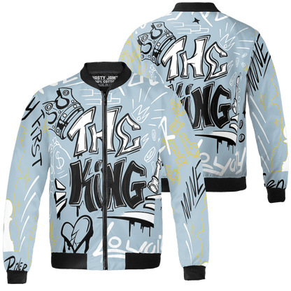 Blue Grey 13s Jacket Match The King 3D All-Over Print Graffiti - NastyJamz